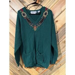 Portraits Northern Isles Petites Hand Knit LongSleeved Sweater W Pockets Medium